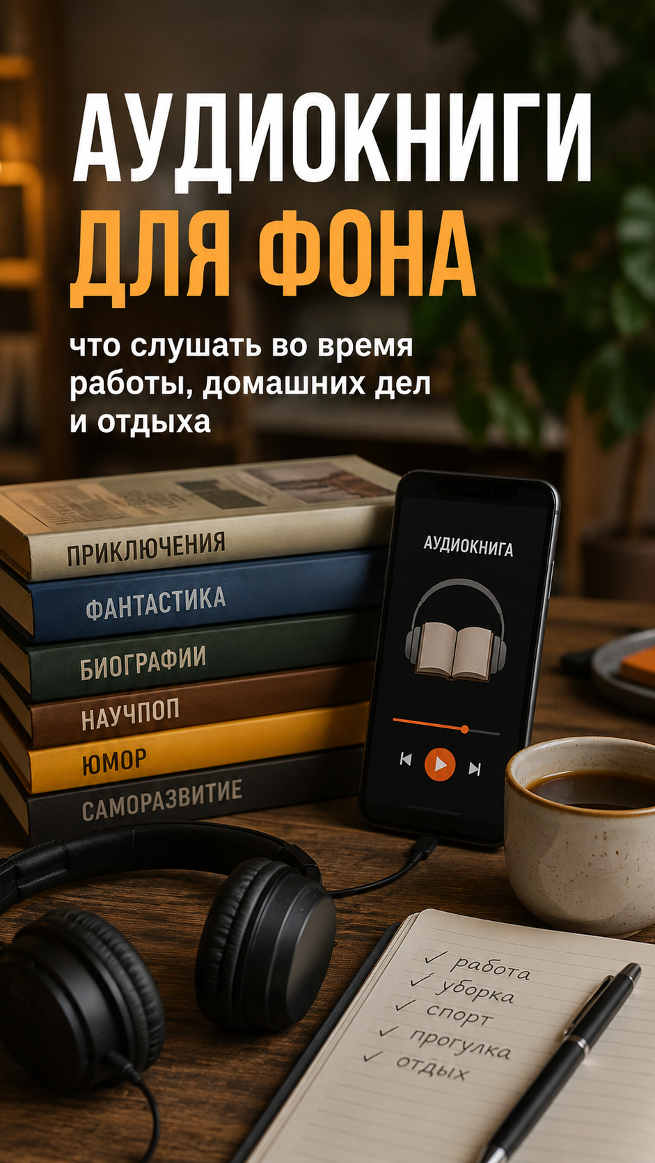 Аудиокниги для фона: что слушать во время работы, домашних дел и отдыха